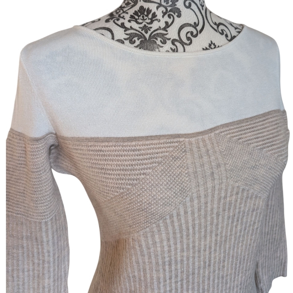 St John Women Small Wool Blend Colourblock Boat Neck Sweater Quiet Luxury - Picture 6 of 12